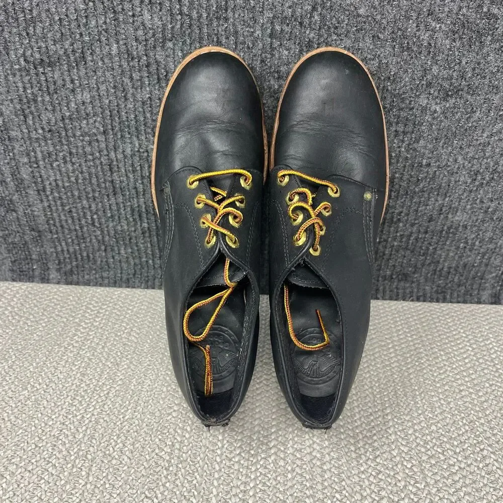 Georgia Logger Work Boots Heeled Black Leather Lace Up  Vibram Lug Sole Mens 9 M